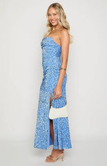Rita Blue Sequin Strapless Maxi Dress