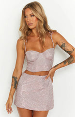 Rosa Pink Tie Shoulder Corset Top