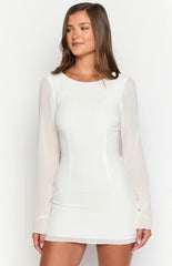 Tala White Long Sleeve Mini Dress
