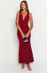 Farida Red Lace Maxi Dress