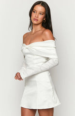 Natalie White Long Sleeve Mini Dress