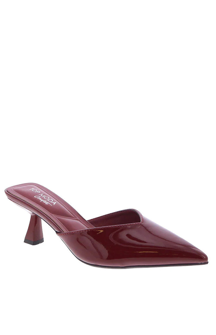 Morley Cherry Red Patent Mule Heels