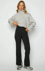 Katrine Black Split Hem Pants
