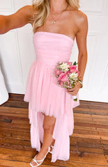 Avery Pink High-Low Maxi Dress