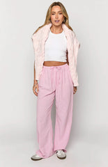 Cici Pink Striped Drawstring Pants