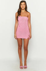 July Butterfly Pink Crochet Mini Dress