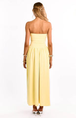 Nate Yellow Strapless Formal Maxi Dress