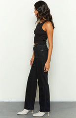 Abrand Chelsea High Straight Organic Black Jeans