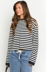 So Breezy Navy Stripe Long Sleeve Top