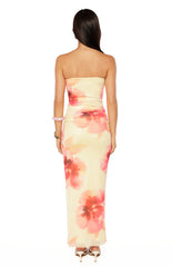 Imogen Yellow and Pink Floral Print Maxi Dress