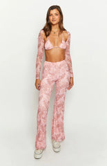 Main Act Pink Swirl Snake Print Top And Bolero