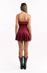 Celeste Wine Lace Party Mini Dress