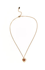 Almost Mine Gold Red Heart Pendant Necklace