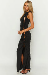 Glam Black Tie Maxi Dress