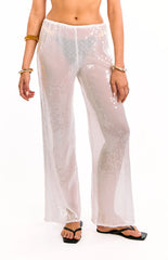Cordelia White Sequin Wide Leg Pants