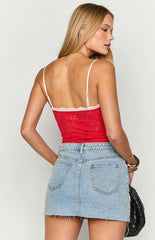 Libby Red Lace Crop Top
