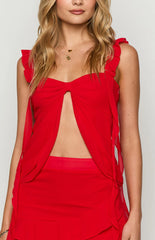Caspian Red Chiffon Top