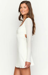 Marcus White Long Sleeve Mini Dress