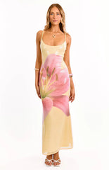 Marchelle Yellow Floral Sequin Maxi Dress