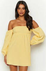 Koa Yellow Long Sleeve Mini Dress