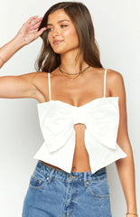 Isolde White Bow Crop Top