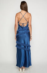 Inara Navy Ruffle Maxi Dress