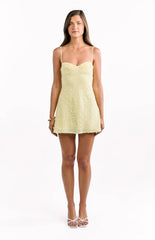 Evani Yellow Sequin Party Mini Dress