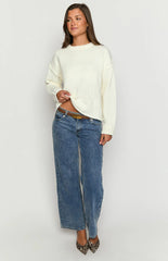 Edwina Cream Raw Edge Knit Sweater