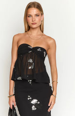 Shyla Black Strapless Top