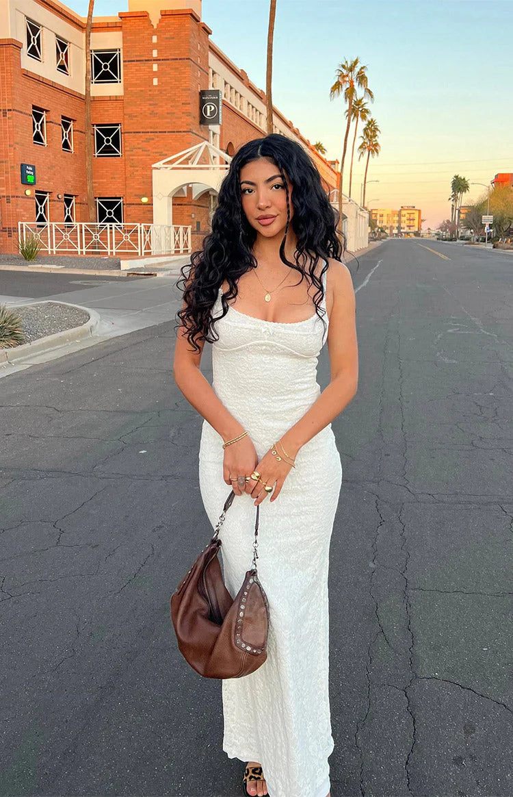 Elora White Lace Maxi Dress