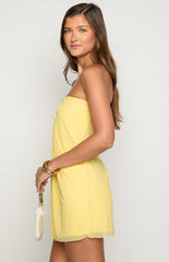 Antoine Yellow Strapless Mini Dress