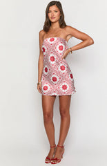 Ellie Red Tile Print Mini Dress