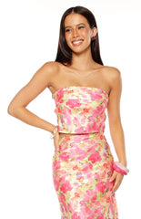 Genevieve Yellow Floral Pop Print Top