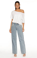 Kavira Light Wash Denim Diamante Trim Low Rise Jeans - PRE ORDER
