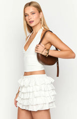 Avril White Ruffle Mini Skort