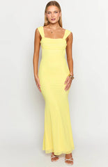 Beverley Yellow Mesh Maxi Dress