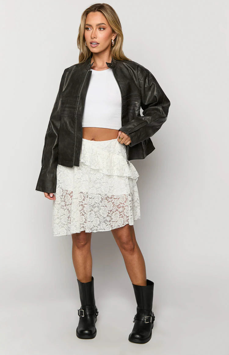Tuscany White Lace Mini Skirt