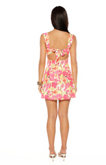 Layla Yellow Floral Pop Tie Back Mini Dress