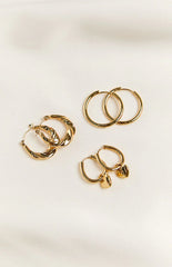 Harpie Gold Hoop Earrings 3 Pack