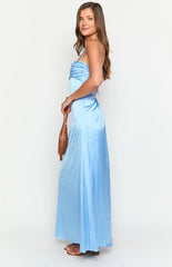 Blaise Blue Satin Maxi Dress