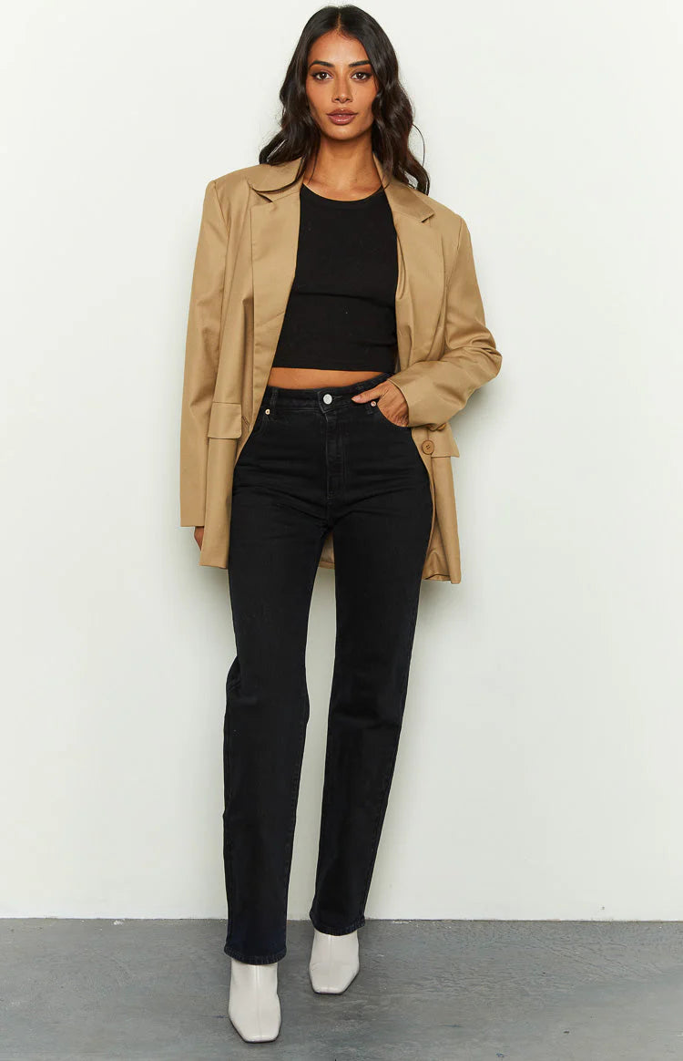 Abrand Chelsea High Straight Organic Black Jeans