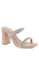 Chicago Nude Diamante Block Heels