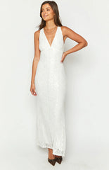Farida White Lace Maxi Dress