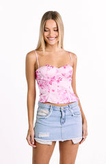 Angela Pink Floral Print Top