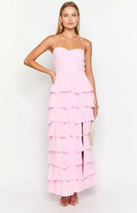 Georgie Pink Ruffle Maxi Dress