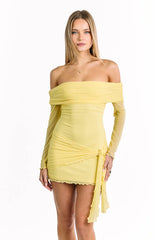 Paige Yellow Off The Shoulder Mini Dress