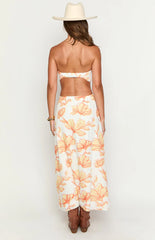 Coen Orange Floral Strapless Maxi Dress