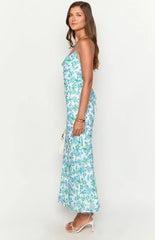 Valentina Blue Floral Maxi Dress