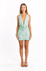 Gianna Teal Sequin Party Mini Dress