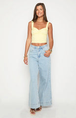 Khali Light Wash Denim Wide Leg Jeans